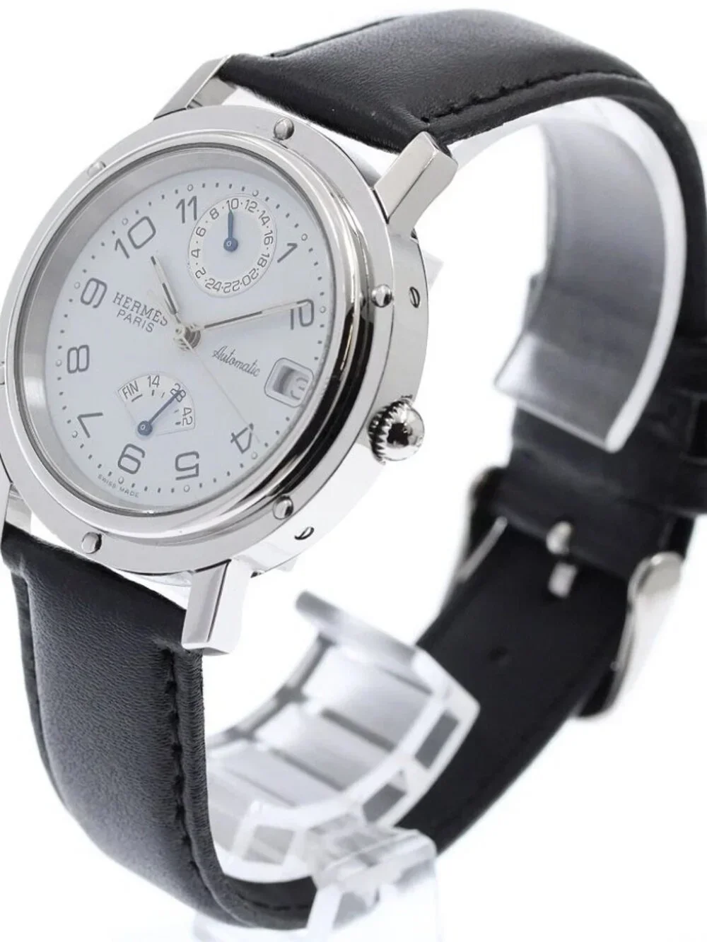 HERMES Clipper CL5.710 Power reserve GMT white Dial Automatic Men's Watch_967628